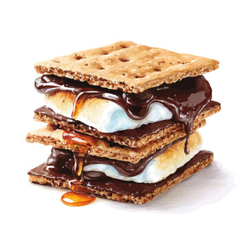 A watercolor painting of Smores, vector illustration on white background.