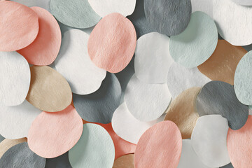 Creative colorful paper confetti celebration studio abstract art bright atmosphere top-down view