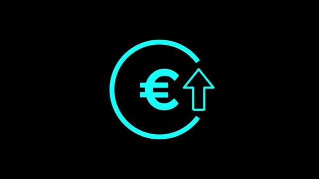 Reduce cost concept with euro and down arrow animation, decrease icon. Reduce costs sign and symbol design background. new business idea video.