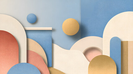 Artistic perspective dynamic abstract shapes colors & minimalism in digital modern art gallery