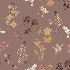Traditional Asian Inspired Floral Seamless Pattern Design