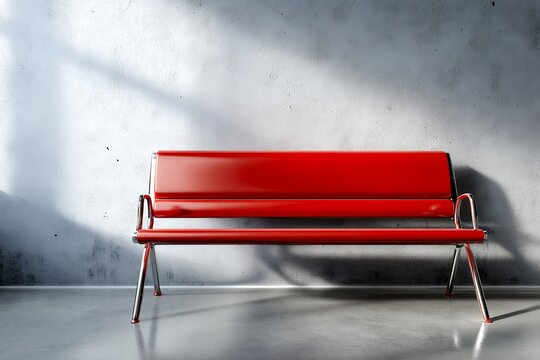Modern red bench in sunlit minimalist interior setting - Powered by Adobe