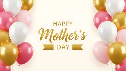 Happy mother's day celebration with colorful balloons