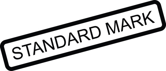 Standard mark stamp graphic, official seal for quality and conformity, isolated on white background.