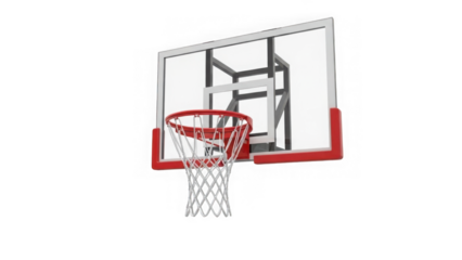 Modern basketball hoop with clear backboard
