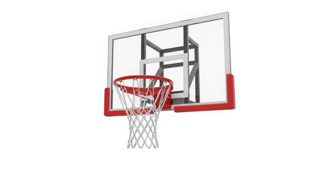 Modern basketball hoop with clear backboard