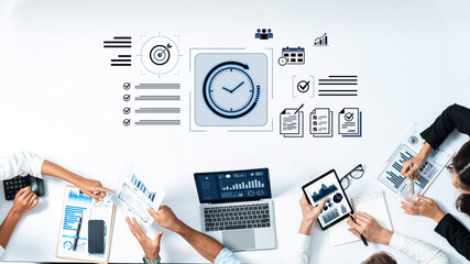 Concept of time management and productivity. Using tools like calendars and checklists to schedule tasks, set goals, and meet project deadlines for business efficiency. Fermion