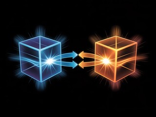 Abstract representation of a dynamic communication or energy exchange between two systems