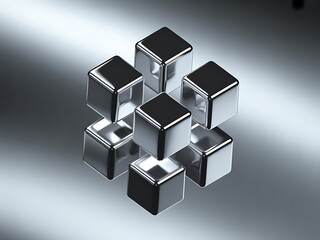 Reflective metallic cubes arranged in a complex geometric structure