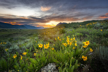 sunset in the mountains
