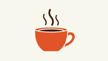 A steaming cup of coffee on a plain background viewed from directly above