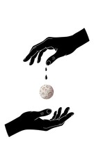 Spiritual Moon Energy Concept Illustration with Protective Hands