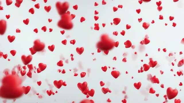 Heart-shaped confetti falls gracefully in a romantic setting perfect for Valentine's Day celebrations or love-themed events