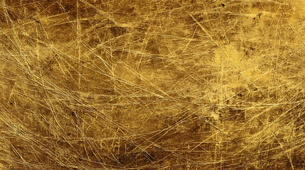 Textured Golden Metal Surface With Linear Scratches