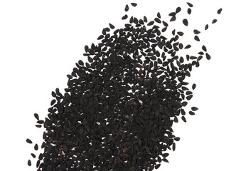 Black cumin seeds isolated on a white background