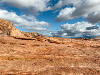 Valley of fire park landscape in Nevada state of America during nice winter day showing the fire wave trail