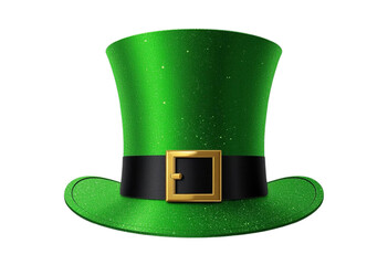 Green leprechaun hat with black bands and gold buckles design