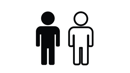 A simple depiction of two human figures one solid black and one outlined in white side by side