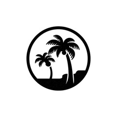 Obraz premium Black silhouette of two palm trees Isolated on transparent background.