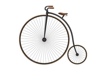 Vintage Penny Farthing Bicycle in Classic Illustration Style with Earthy Tones on White Background for Cycling Enthusiasts