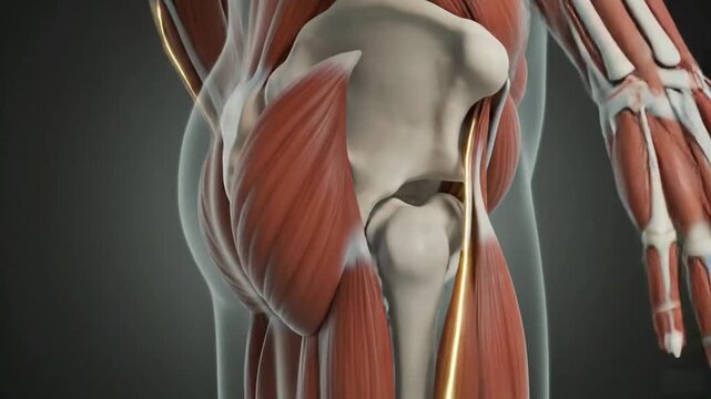 A detailed video of the human arm anatomy showing muscles, bones, and tendons in a clear and educational visual representation.