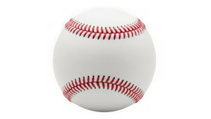 Single white baseball with red stitching