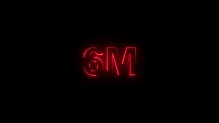 6m one million neon glowing text animation on black background, 6 Million achievement for social media videos animation.4k motion graphics video