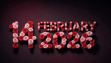 February 14 2026 date made of red and pink roses