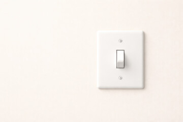 Minimalistic light switch on a light wall. Space for text.