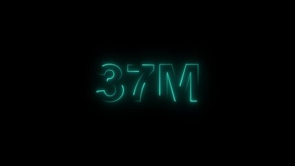 37 M followers neon text animation on black background. 37 Million followers realistic neon sign. Neon text 37 million followers or 37 million subscribers for social media.4k - Powered by Adobe