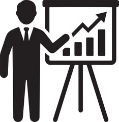 Businessman presenting growth graph and chart illustration