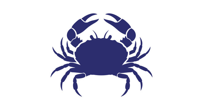 A striking blue silhouette of a crab showcasing its claws and body details clearly