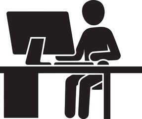 Man working on laptop at office desk