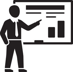 Businessman holding a tablet computer vector illustration for office work and business concept