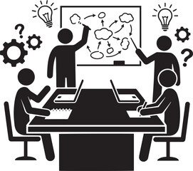 Business people working together at an office desk using a laptop