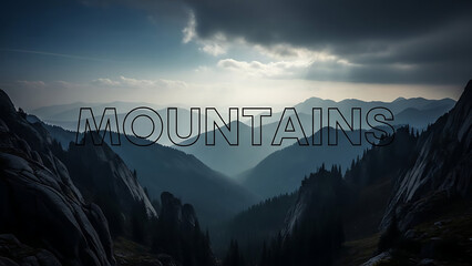 Dramatic mountain landscape with rugged peaks and cloudy sky