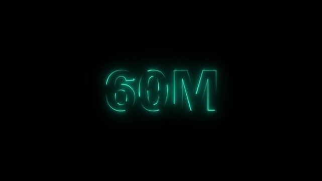 Glowing neon 60 million achievement animation social media friends, fans or subscribers. Celebrate with your fans.social media milestone motion graphics animation on black background. 4k video