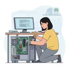 Computer Repair Technician Illustration
