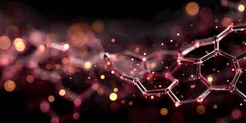 Abstract red molecular structure with glowing bonds