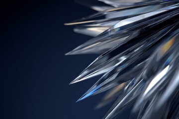Sharp glass crystal spikes on dark blue background
