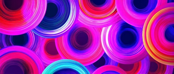 Glowing neon pink rings with futuristic light trails