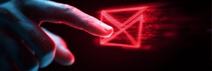 Businessman touching glowing email icon interface