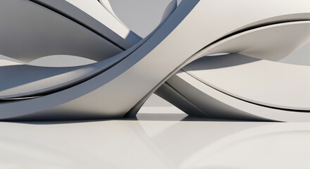 Abstract grey shapes intertwine creating a modern, minimalist design suitable as a background or for showcasing products or text