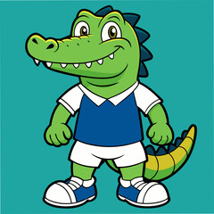 Obraz premium Friendly cartoon alligator wearing casual clothes standing confidently
