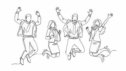 Naklejka premium Group of business people jumping for joy in celebration.