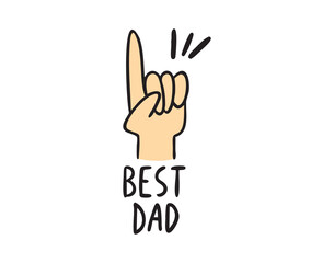 Fototapeta premium Best Dad lettering with thumbs up hand, hand drawn