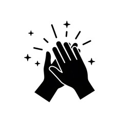 Obraz premium Clapping Hands Icon Vector Illustration - Black Sparkle Applause Silhouette Design