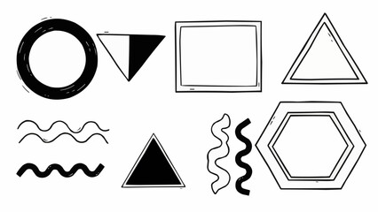 Collection of hand-drawn geometric shapes and wavy lines.