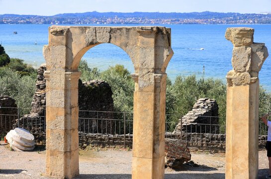 Grottoes of Catullus on Sirmione at Lake Garda. Italy, Europe.