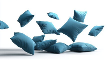 &ldquo;Floating Pillows Isolated on White Background &ndash; Soft Home Decor&rdquo;